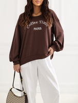 Czekoladowa bluza oversize bez kaptura RUE PARIS 