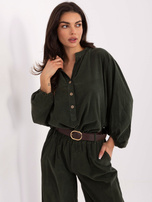 Khaki sztruksowa bluzka od kompletu