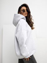 Jasnoszara ocieplana bluza z kapturem RUE PARIS 