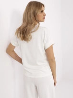 Ecru bluzka basic z okrągłym dekoltem