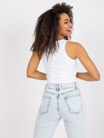 Biały top z materiału w prążki Eston RUE PARIS 