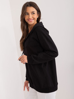 Hurtownia Czarna gładka bluza damska z kapturem