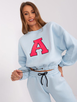 Hurtownia Jasnoniebiesko-fluo różowy komplet dresowy z bluzą