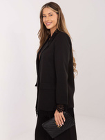 Czarna elegancka marynarka z koronką