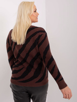 Hurt Brązowy sweter plus size ze zwierzęcym motywem