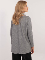 Hurt Szary damski sweter oversize w jednolitym kolorze