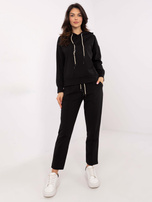 Hurt Czarny dresowy komplet z prostymi spodniami 