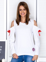 Biała bluza cut out z wstążkami