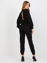 Hurt Czarny komplet casualowy z bluzą z odkrytymi plecami