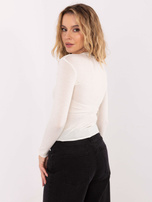 Ecru dopasowana bluzka z długim rękawem
