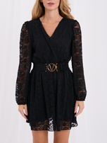 Black lace flared jumpsuit.