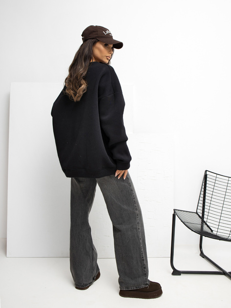 Czarna dresowa bluza basic bez kaptura RUE PARIS