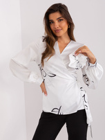 Hurt Biała bluzka wizytowa z printem