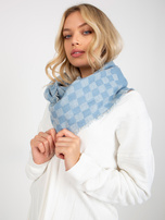 Hurtownia Niebiesko-biały damski komin zimowy w kratkę 