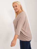 Hurtowna Ciemnobeżowa bluzka plus size z wiskozy