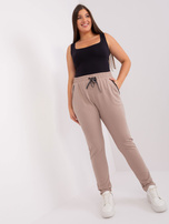 Hurt Beżowe spodnie dresowe plus size z prostymi nogawkami