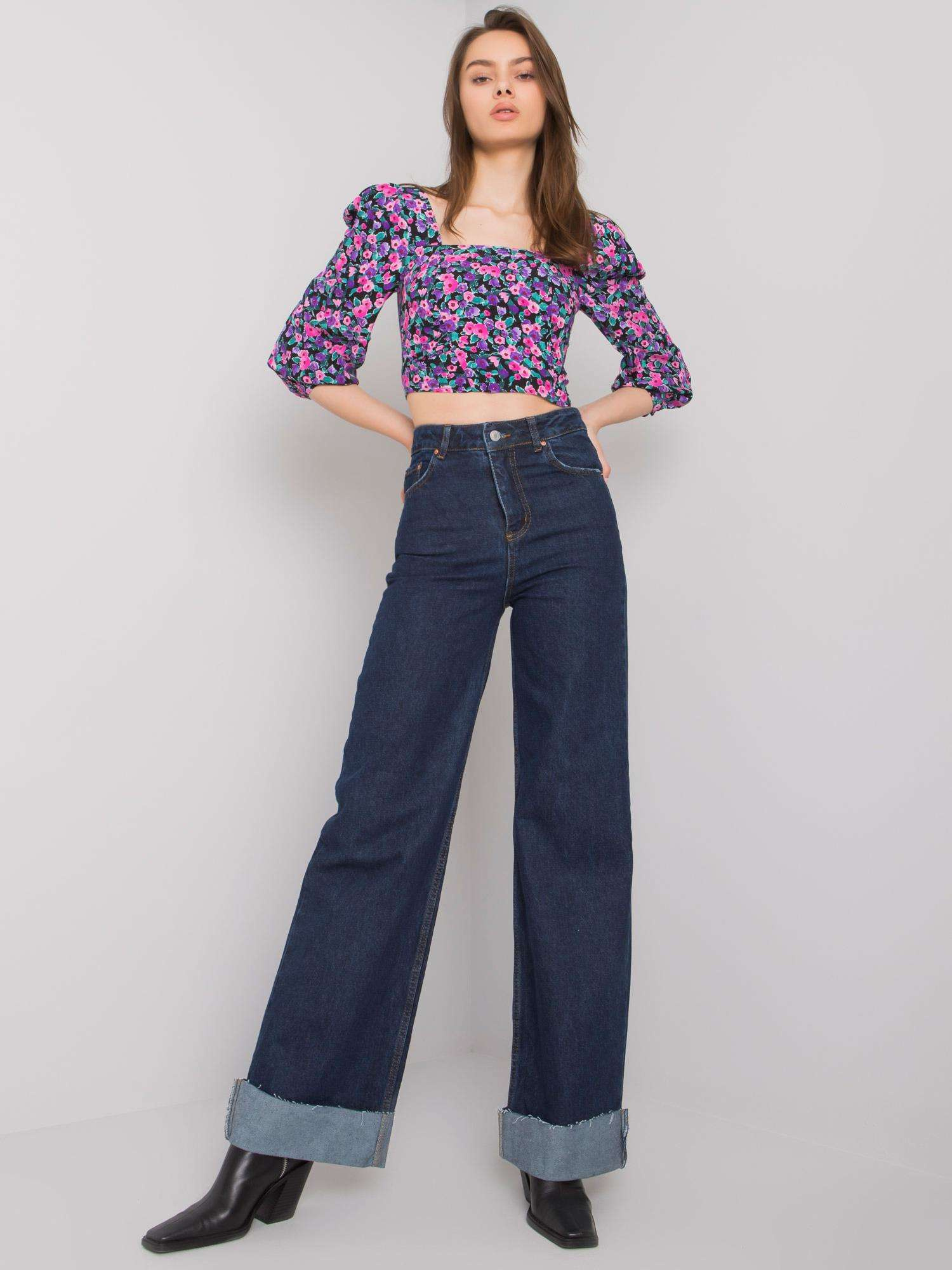 Ciemnoniebieskie szerokie jeansy Hartford