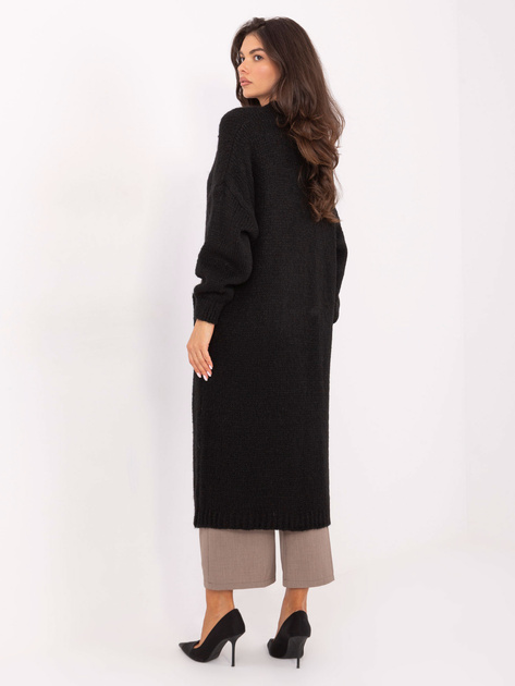 Czarny gładki kardigan o kroju oversize