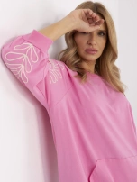 Różowa damska bluza kangurka z bawełny