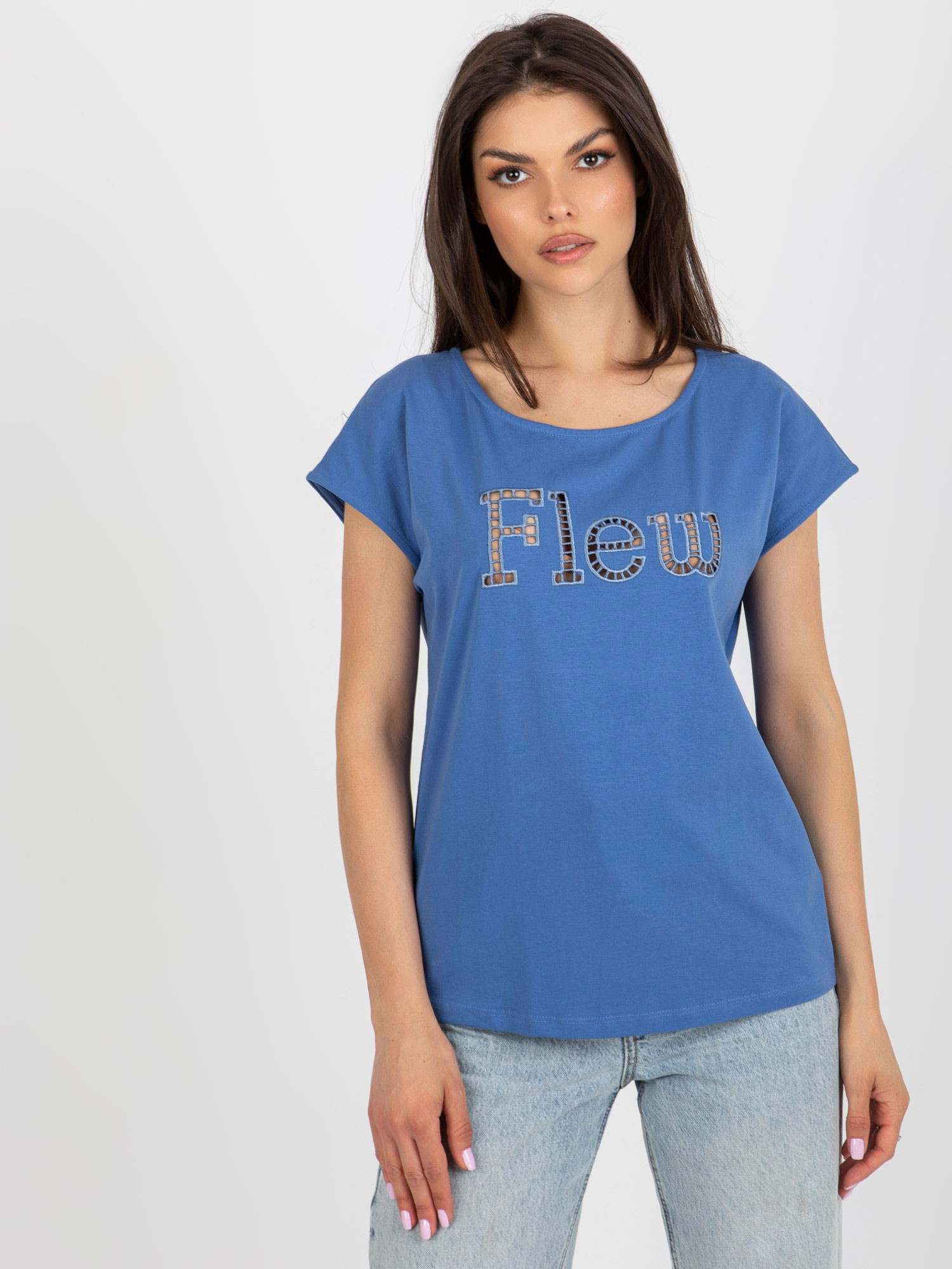 Hurt Ciemnoniebieski bawełniany t-shirt z napisem