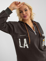 Hurt Khaki dłuższa bluza plus size z suwakiem u góry