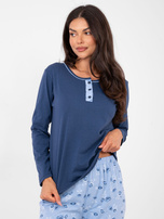 Ciemnoniebieska piżama z guzikami przy dekolcie 