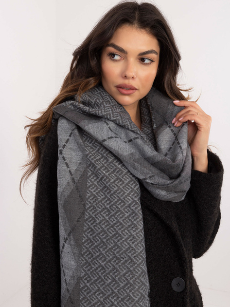 Hurtownia Ciemnoszary damski szal w romby