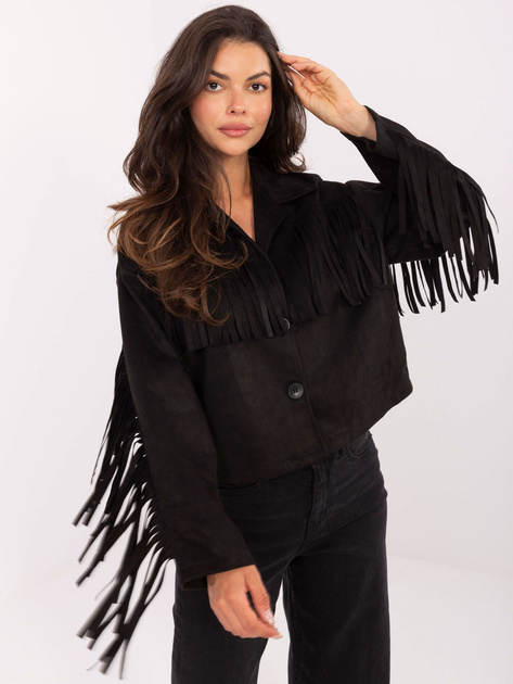 Czarna zamszowa kurtka w stylu westernowym