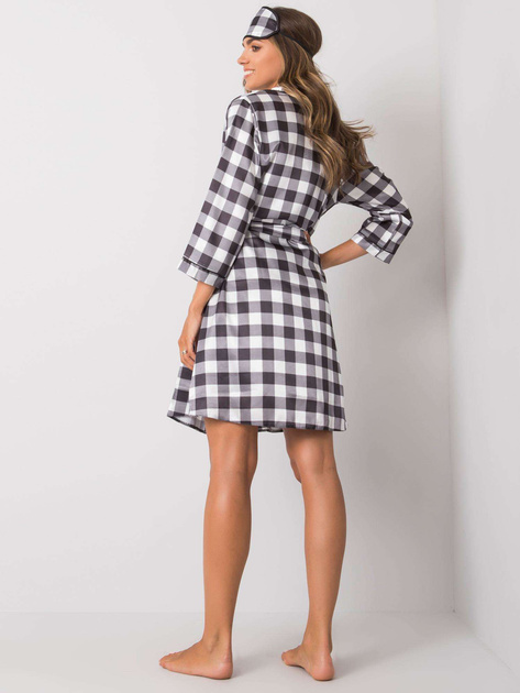 Biało-czarny trzyczęściowy komplet nocny w kratkę