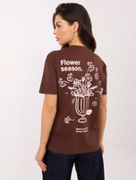 Ciemnobrązowy bawełniany t-shirt z nadrukiem SUBLEVEL 