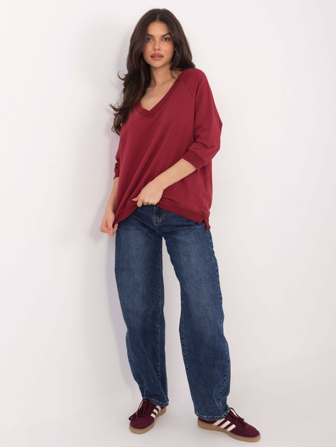 Bordowa bluza basic z rękawem 3/4 RUE PARIS