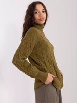 Hurt Khaki sweter golf damski ze ściągaczami