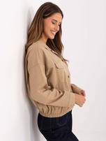 Camelowa koszula ze ściągaczem na dole RUE PARIS 