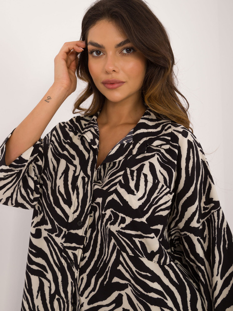 Hurt Ecru-czarny damski komplet w zebrę z rękawem 3/4