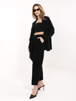 Czarne sztruksowe spodnie z zakładkami RUE PARIS 