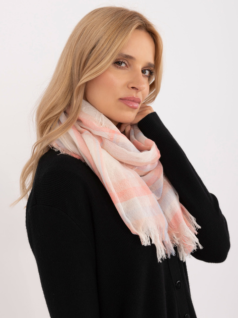 Hurt Jasnobeżowo-brzoskwiniowa chusta z frędzlami