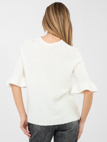 Ecru damski sweter z okrągłym dekoltem