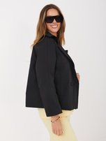 Czarny krótki płaszcz z dwurzędowym zapięciem RUE PARIS 