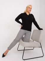 Hurt Czarny damski sweter plus size w warkoczowy splot