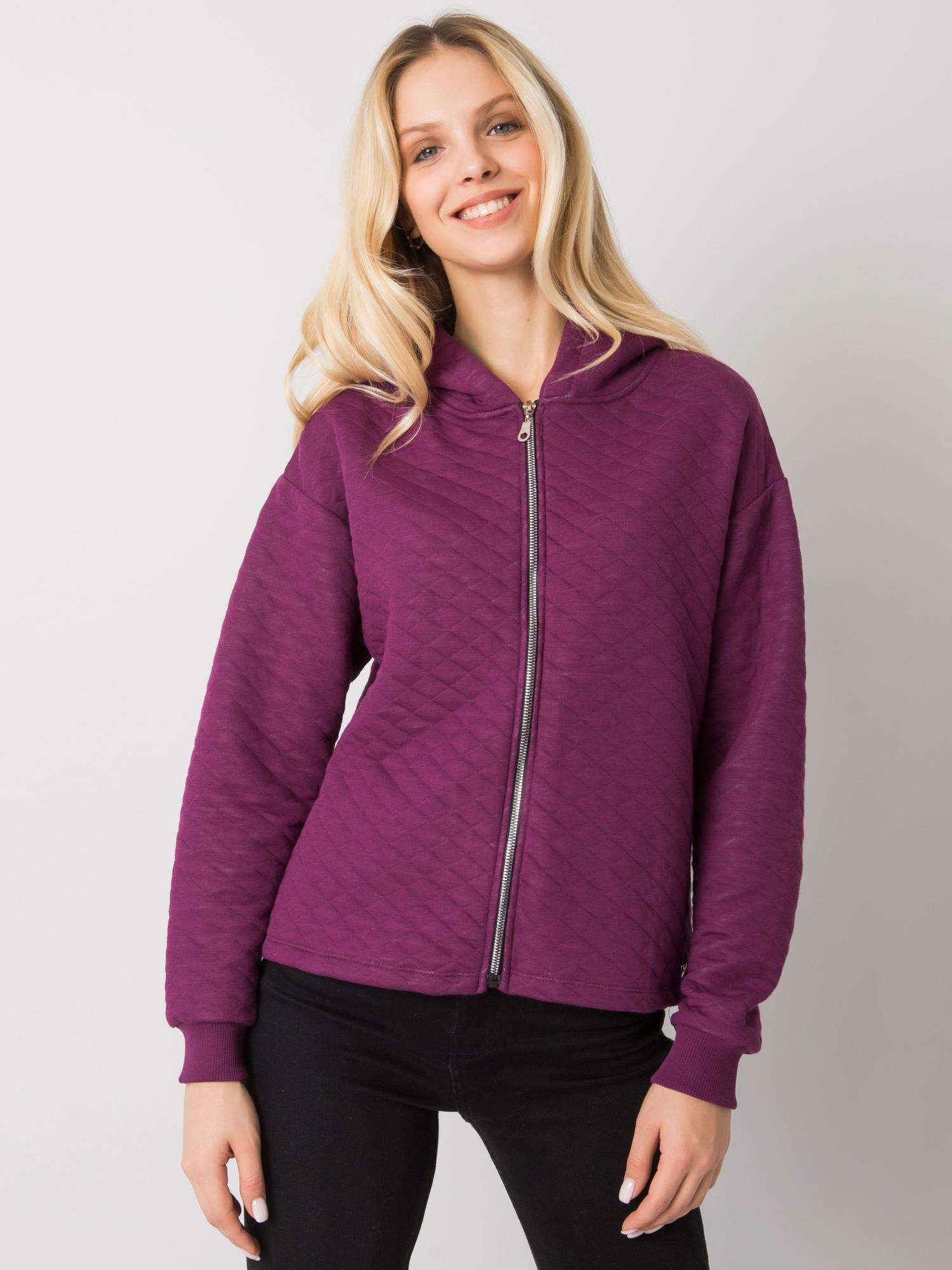 Fioletowa pikowana bluza basic Melanie 