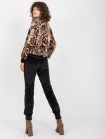 Hurt Jasnobeżowo-czarny komplet welurowy ze spodniami RUE PARIS