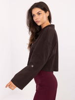 Ciemnobrązowa krótka kurtka jeansowa RUE PARIS