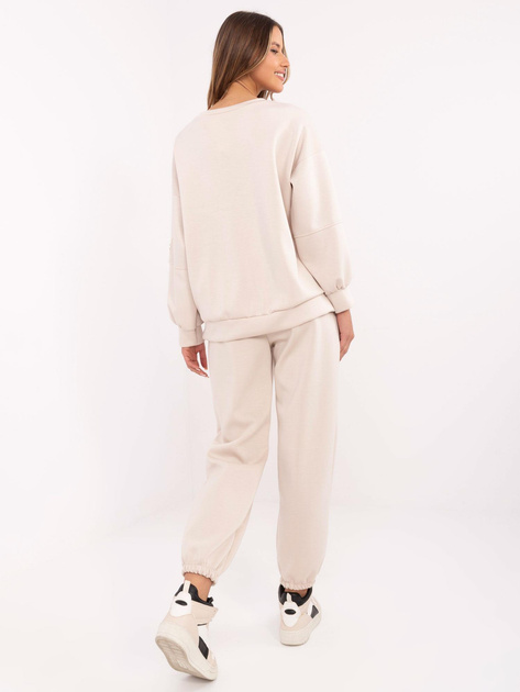 Hurt Beżowy dwuczęściowy komplet z domieszką wiskozy