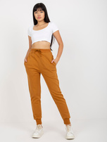 Hurt Musztardowe ocieplane spodnie dresowe z wiązaniem MAYFLIES