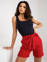 Hurt Czerwone damskie szorty eleganckie z kieszeniami