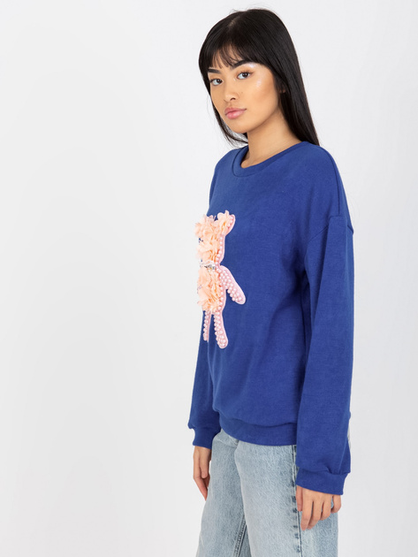 Hurt Ciemnoniebieski damski sweter klasyczny z aplikacją 3D