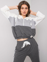 Ecru-szary komplet ze spodniami Adhila