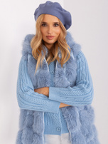 Hurtownia Szaro-niebieski beret z kaszmirem i bawełną