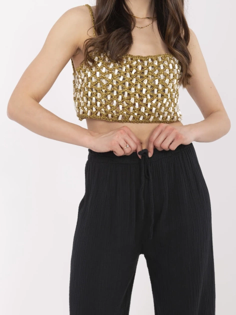 Czarne szerokie spodnie z muślinu OCH BELLA