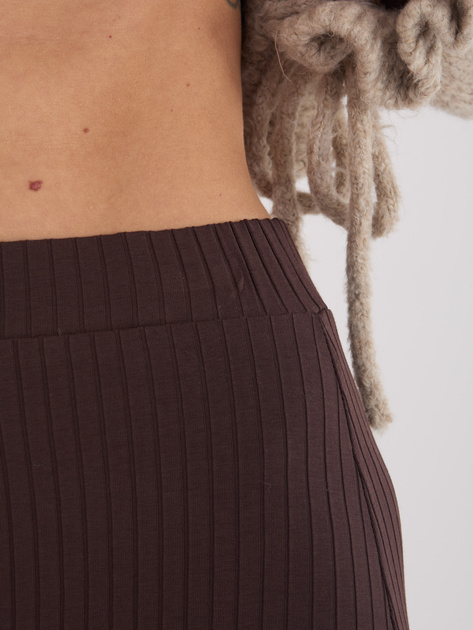 Czekoladowa midi spódnica w prążek RUE PARIS
